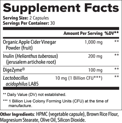 Supplement facts label for NovaGut Restore gut health dietary supplement.